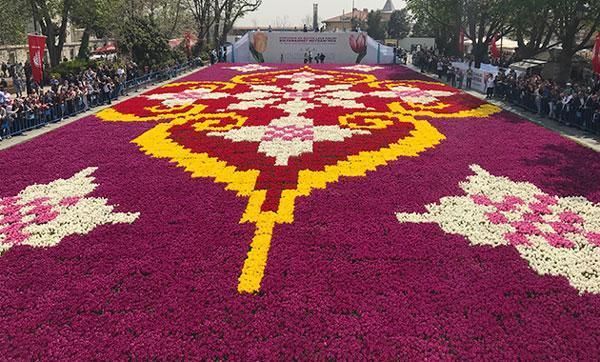Sultanahmette dünyanın en büyük lale halısı