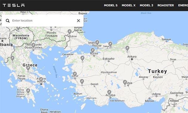 İşte Türkiye’nin de bulunduğu güncel Tesla şarj noktaları