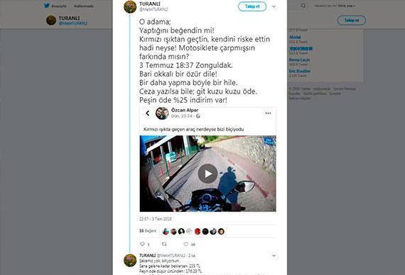 Sosyal medyadan paylaşılan ışık ihlaline para cezası