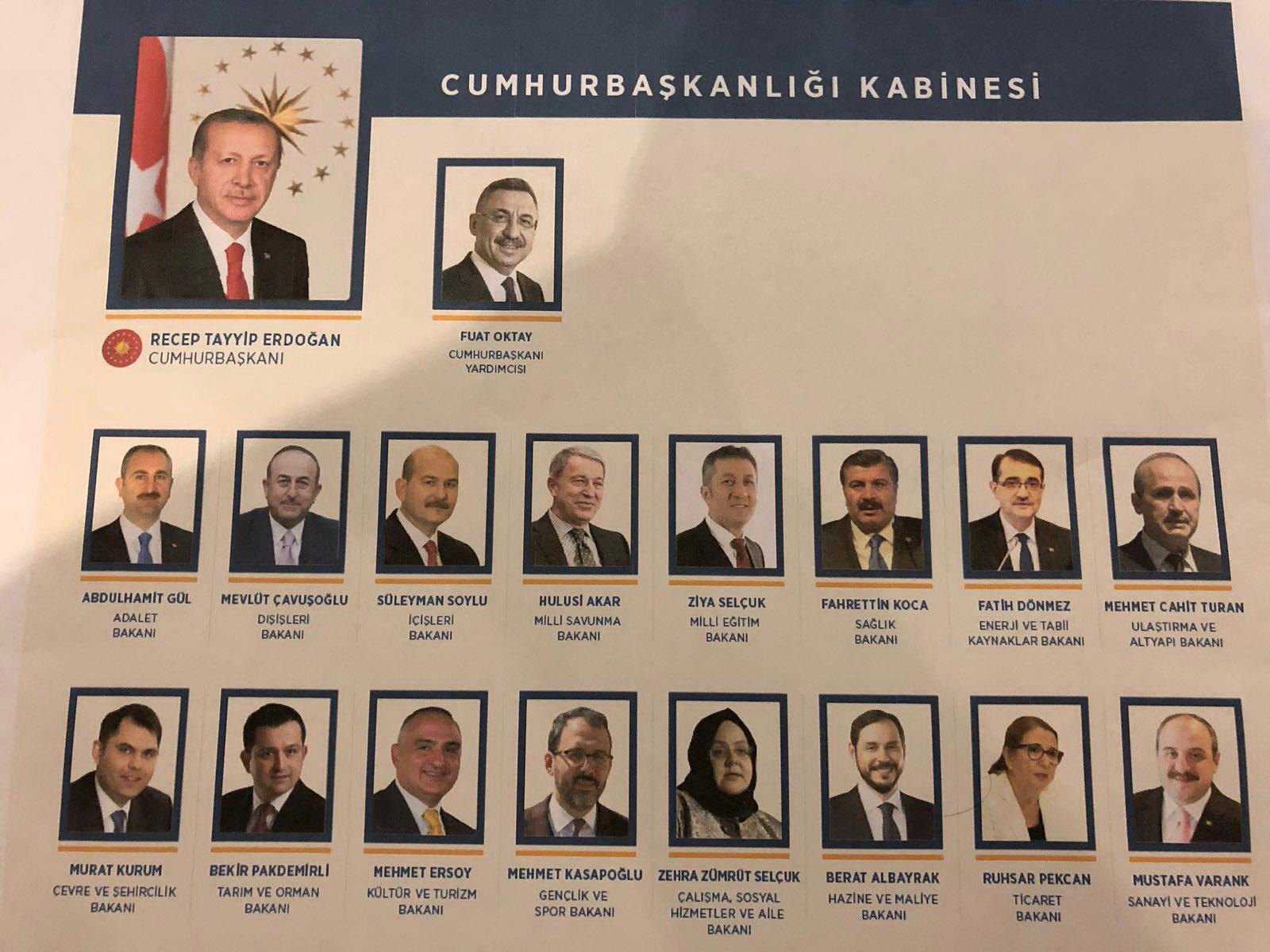 Cumhurbaşkanı Erdoğan yeni kabineyi açıkladı