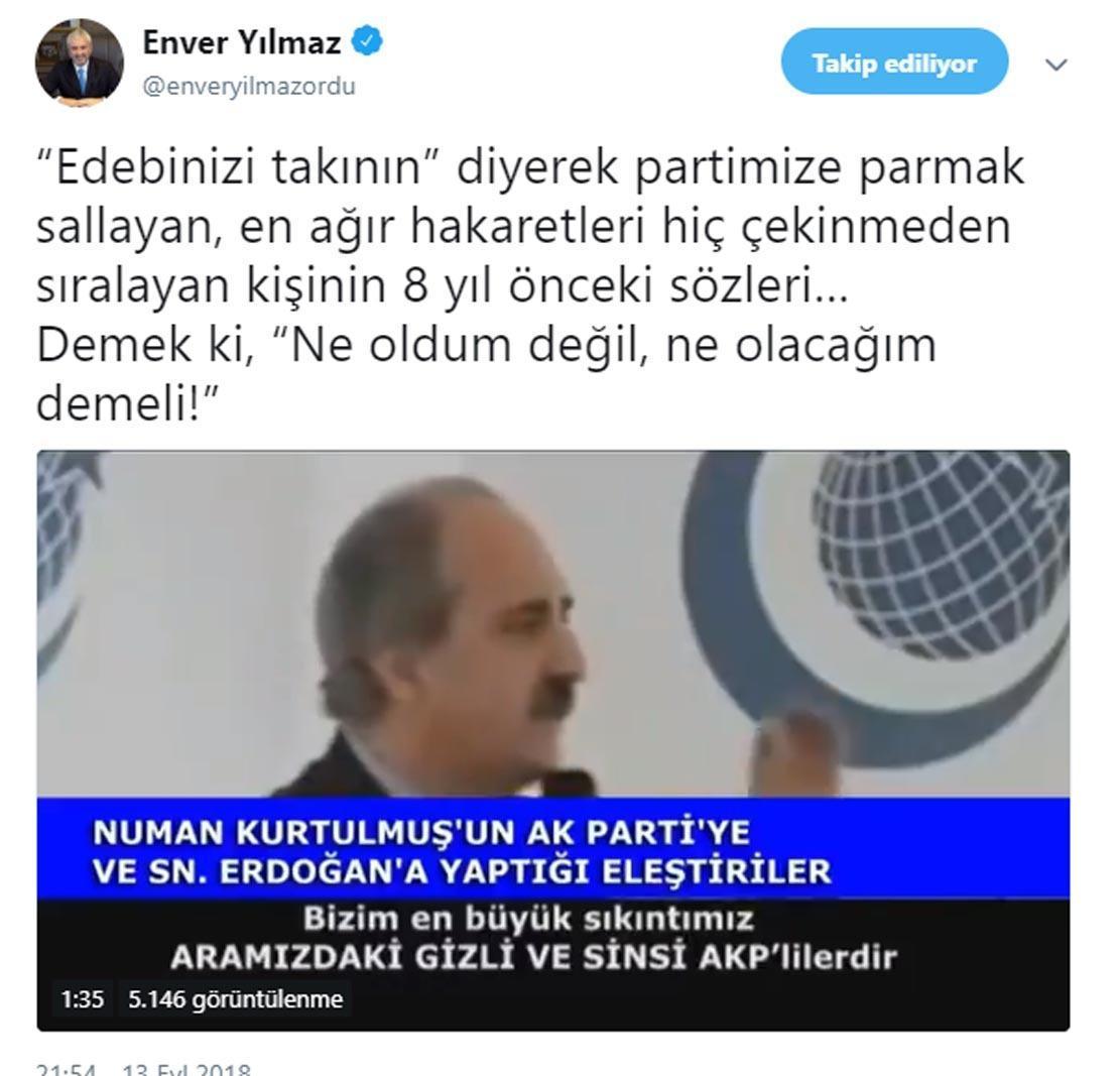 Ordu Belediye Başkanı Enver Yılmaz, istifa etti