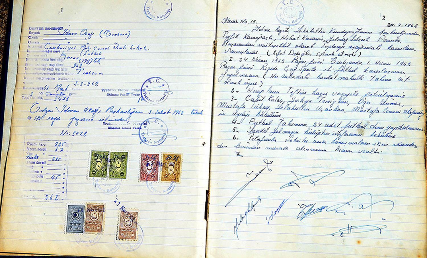 Trabzonspor’un çalınan karar defterleri iade edildi