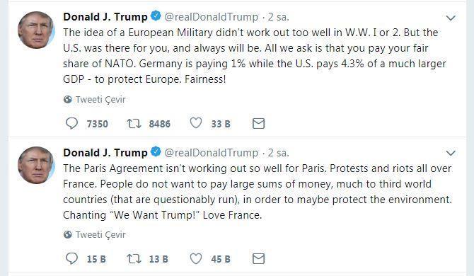 Trump: ABD her zaman Fransa’nın yanında