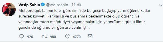 Ankarada okullar tatil edildi