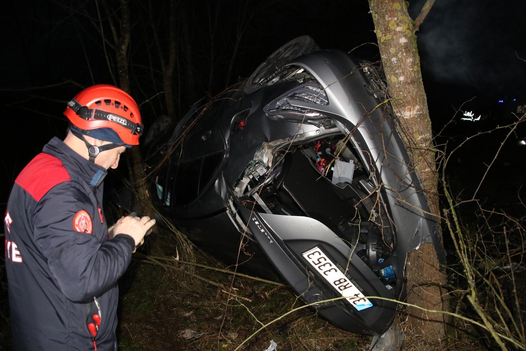 Otomobil yoldan çıkıp ormana girdi: 2 yaralı