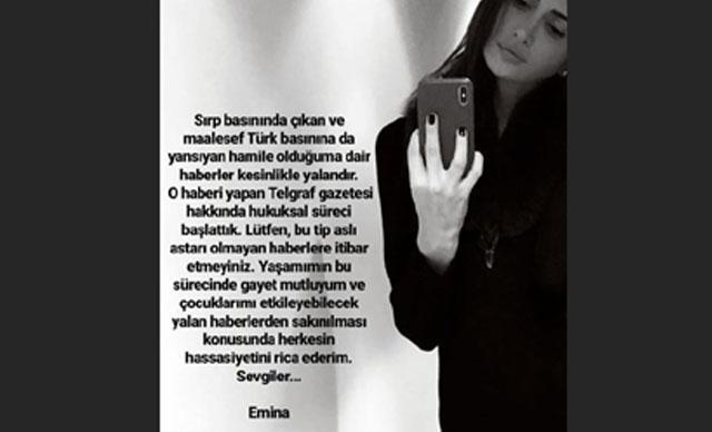 Emina Jahovicten hamile iddialarına yanıt