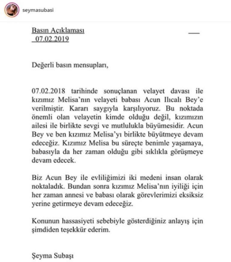 Melisanın velayeti artık Acun Ilıcalıda