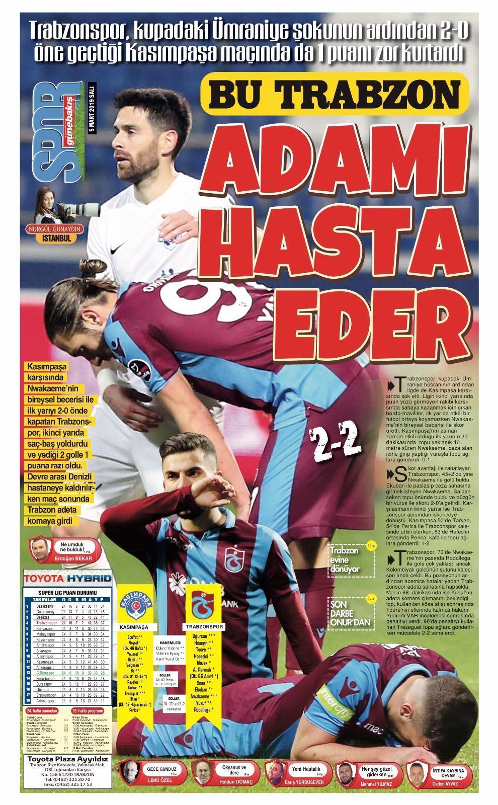 Trabzonsporda ikinci yarı hüsranı