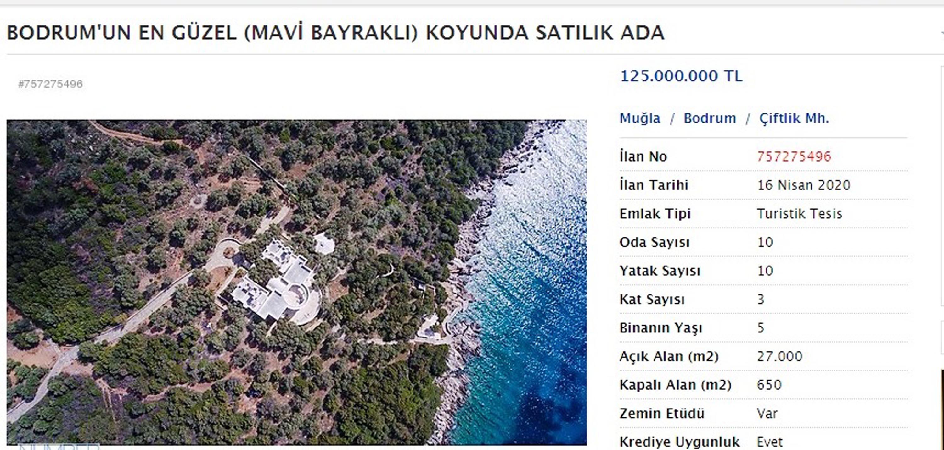 Bodrumda sahibinden satılık ada Fiyatı dudak uçuklattı