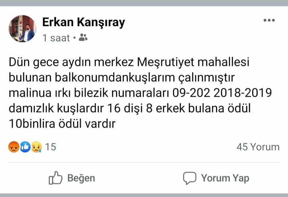 Kuşları çalınan kişi: Bulana 10 bin TL vereceğim