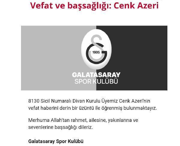 Galatasaray Divan Kurulu Üyesi Azeri, kurtarılamadı