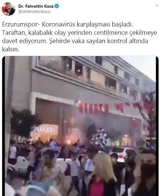 Bakan Koca: Erzurumspor- Koronavirüs karşılaşması başladı