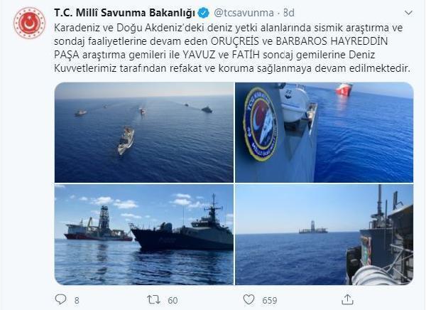 MSB: Araştırma ve sondaj gemilerine, Türk Deniz Kuvvetleri refakat ediyor