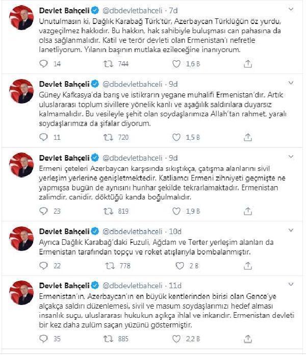 Bahçeli: Ermenistan zalimdir, canidir, döktüğü kanda boğulmalıdır
