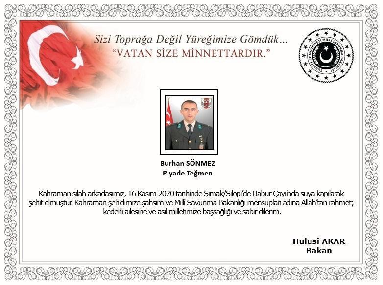 MSB: Şırnakta 1 asker şehit oldu