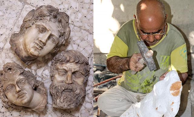 Evini atölyeye çeviren heykeltıraş, Antik Roma döneminin heykellerini yapıyor