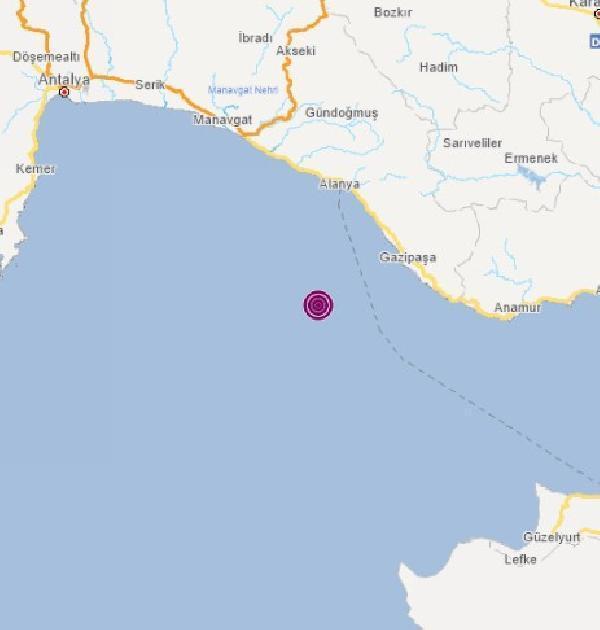 Antalya açıklarında 5.2 büyüklüğünde deprem