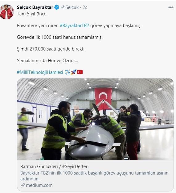 Selçuk Bayraktar: Bayraktar TB2 270 bin saati geride bıraktı