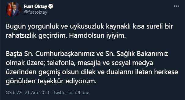 Cumhurbaşkanı Yardımcısı Oktay: Hamdolsun iyiyim