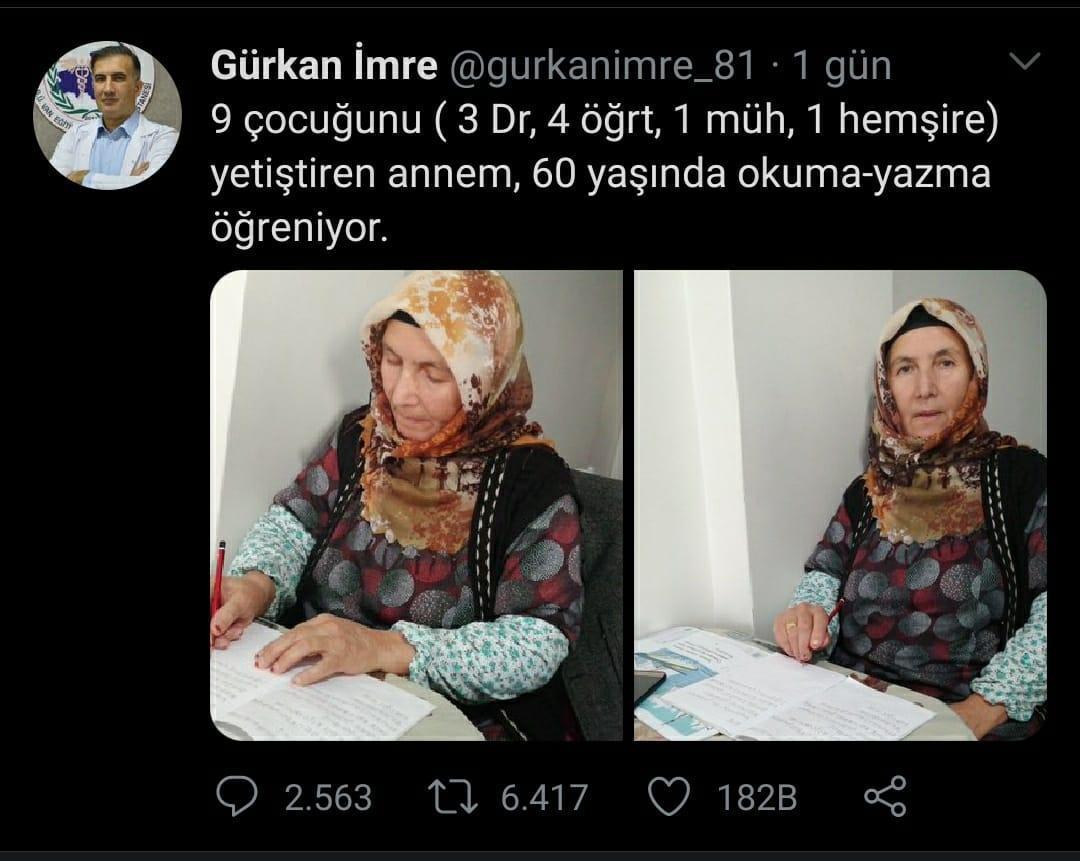 9 çocuğu doktor, mühendis, öğretmen ve hemşire olan anne okuma yazma öğreniyor