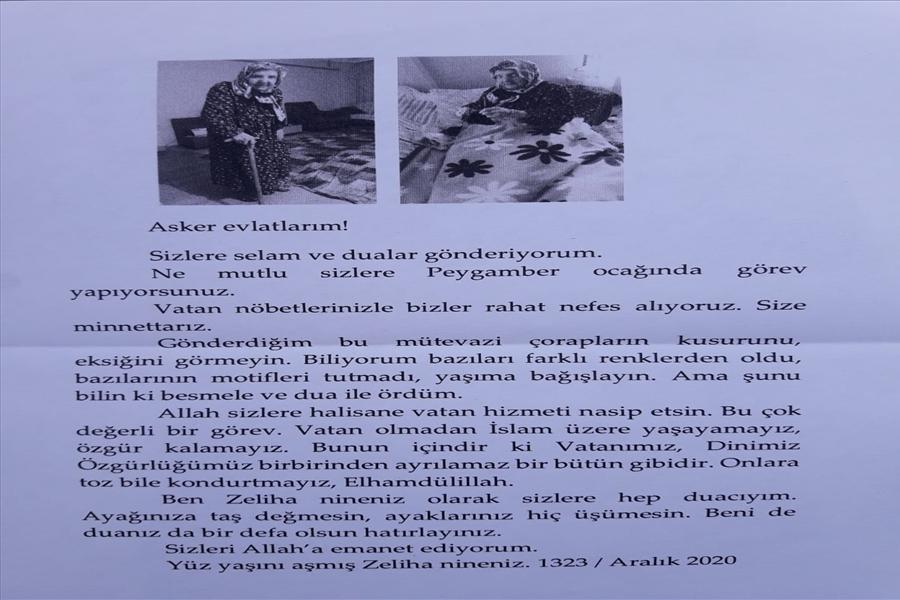 MSBden, Mehmetçiğe çorap ören Zeliha nineye teşekkür