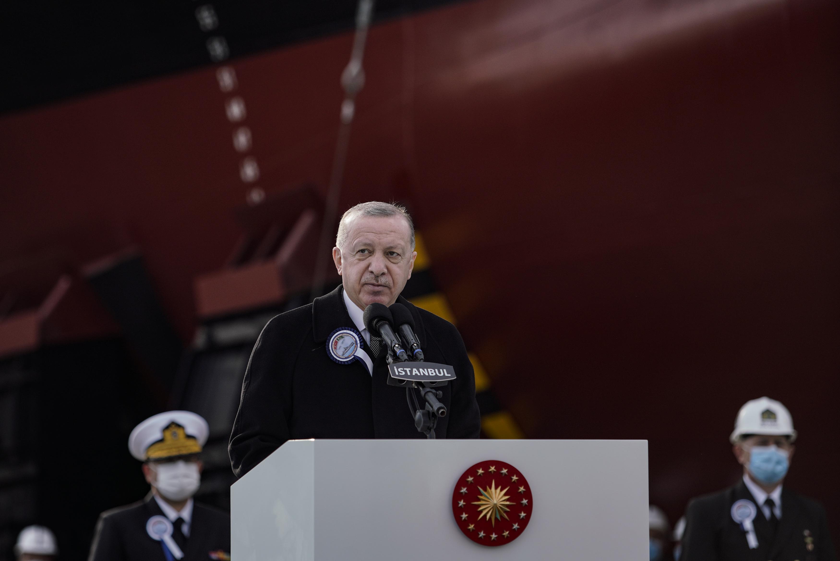 Cumhurbaşkanı Erdoğan İstanbul Fırkateyninin denize iniş töreninde konuştu