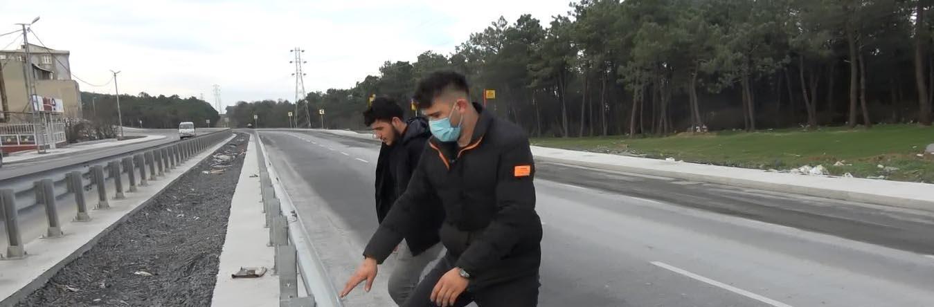 Arnavutköyde tehlikeli yoldan ölümüne geçiş... Ne üst ne yaya geçidi ne de trafik ışığı var