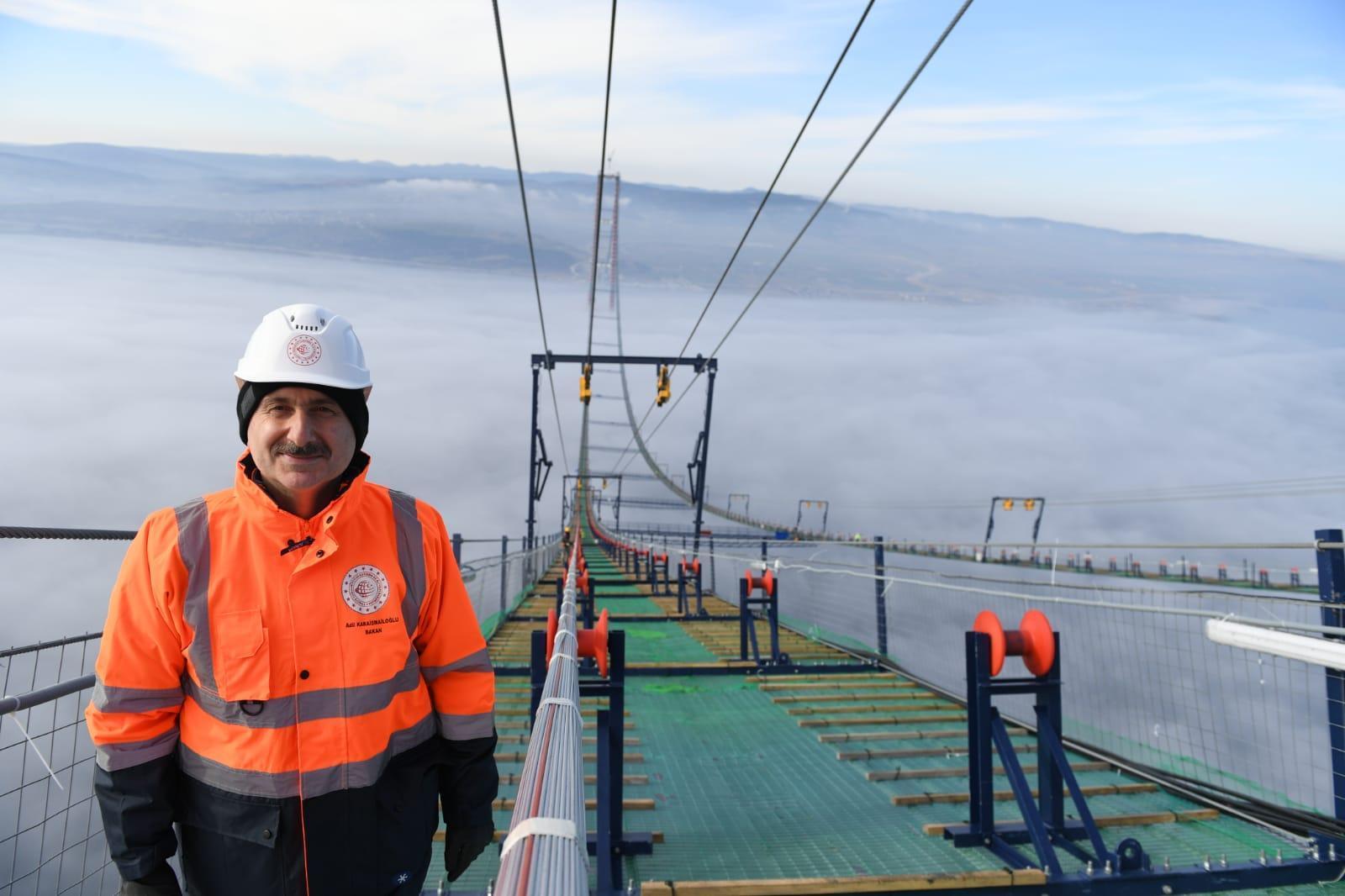 1915 Çanakkale Köprüsü kedi yolu tamamlandı sıra ana halatlarda