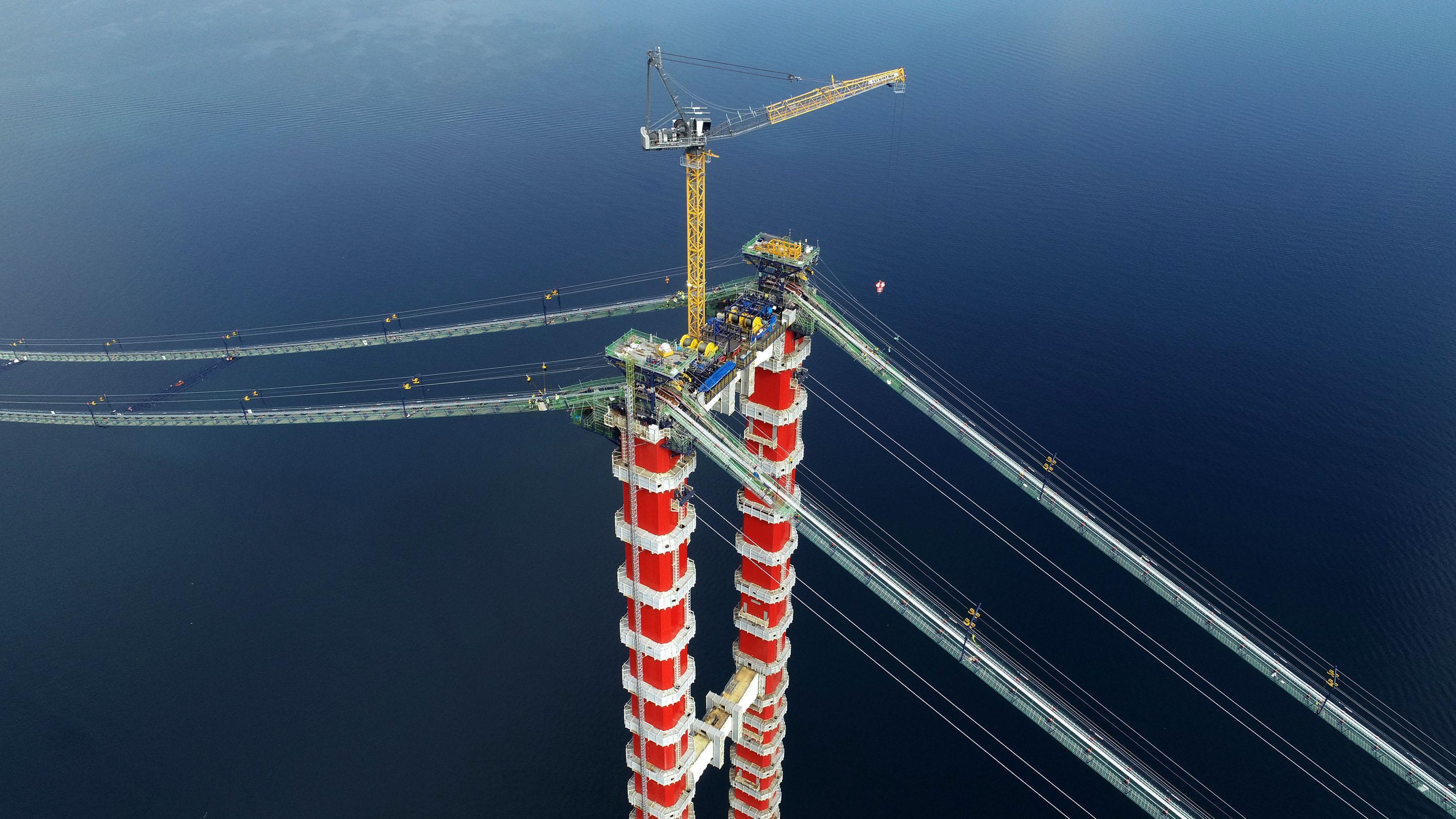 1915 Çanakkale Köprüsünde ana kabloların montajı devam ediyor