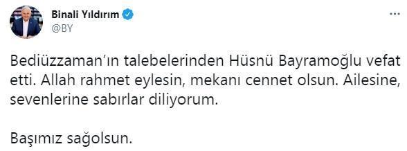 Bediüzzamanın talebesi Hüsnü Bayramoğlu, hayatını kaybetti