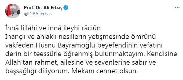 Bediüzzamanın talebesi Hüsnü Bayramoğlu, hayatını kaybetti