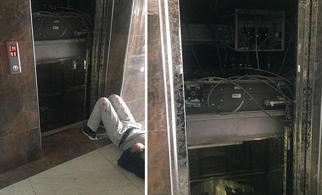 Asansör 11inci kattan yere çakıldı; baba oğlunu kucağına alarak kurtardı