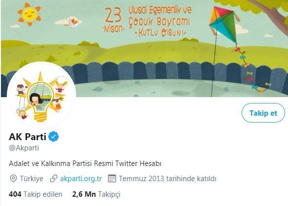 AK Partinin sosyal medya hesaplarına 23 Nisan logosu