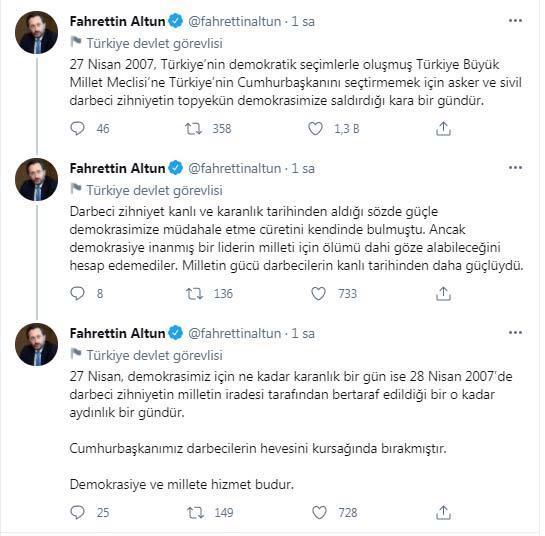 İletişim Başkanı Altundan 27 Nisan e-muhtıra açıklaması