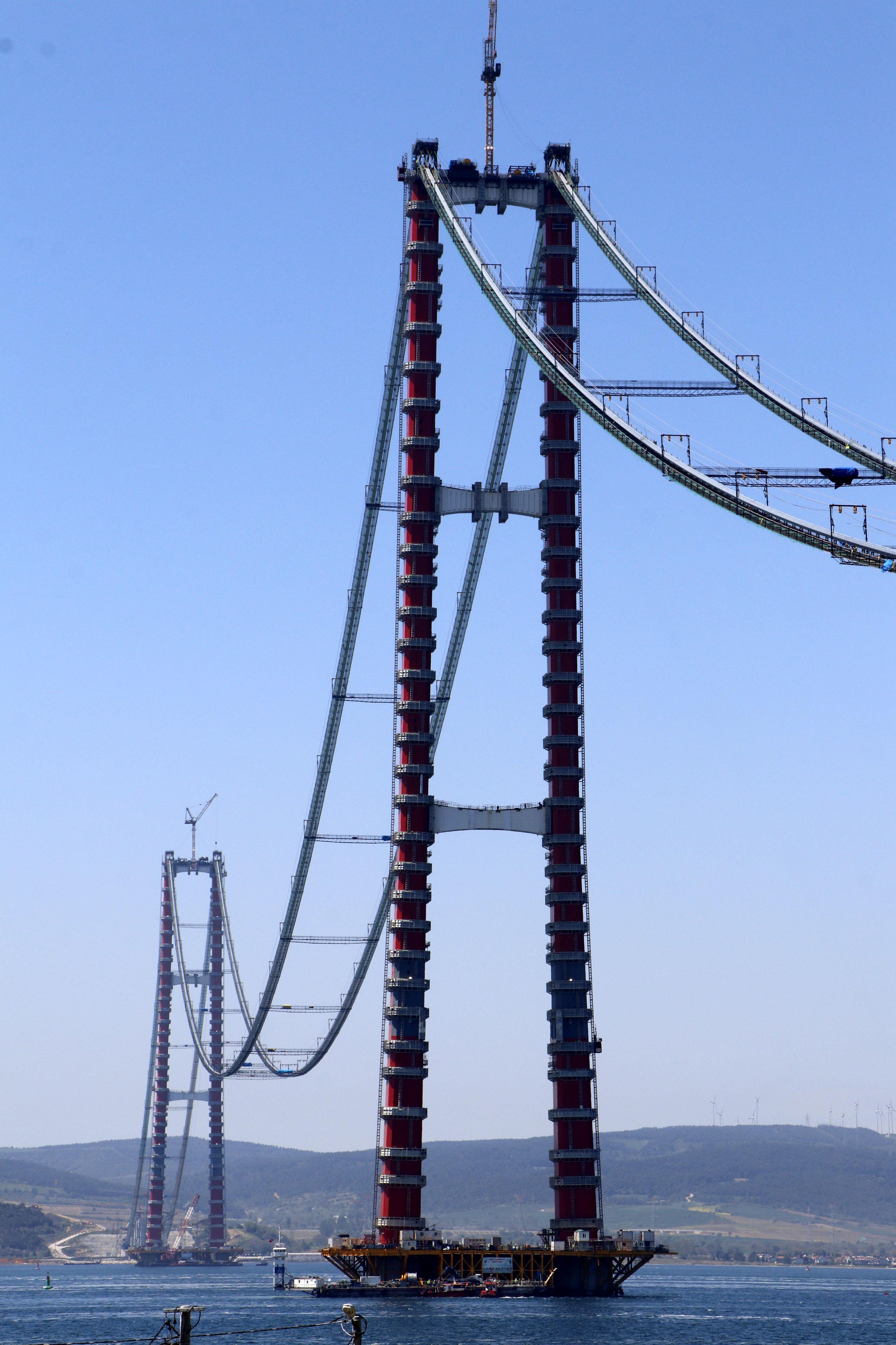 1915 Çanakkale Köprüsünde ana halatlar tamamlanıyor