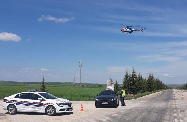 Eskişehirde havadan trafik denetimi; 27 sürücüye 8 bin lira ceza