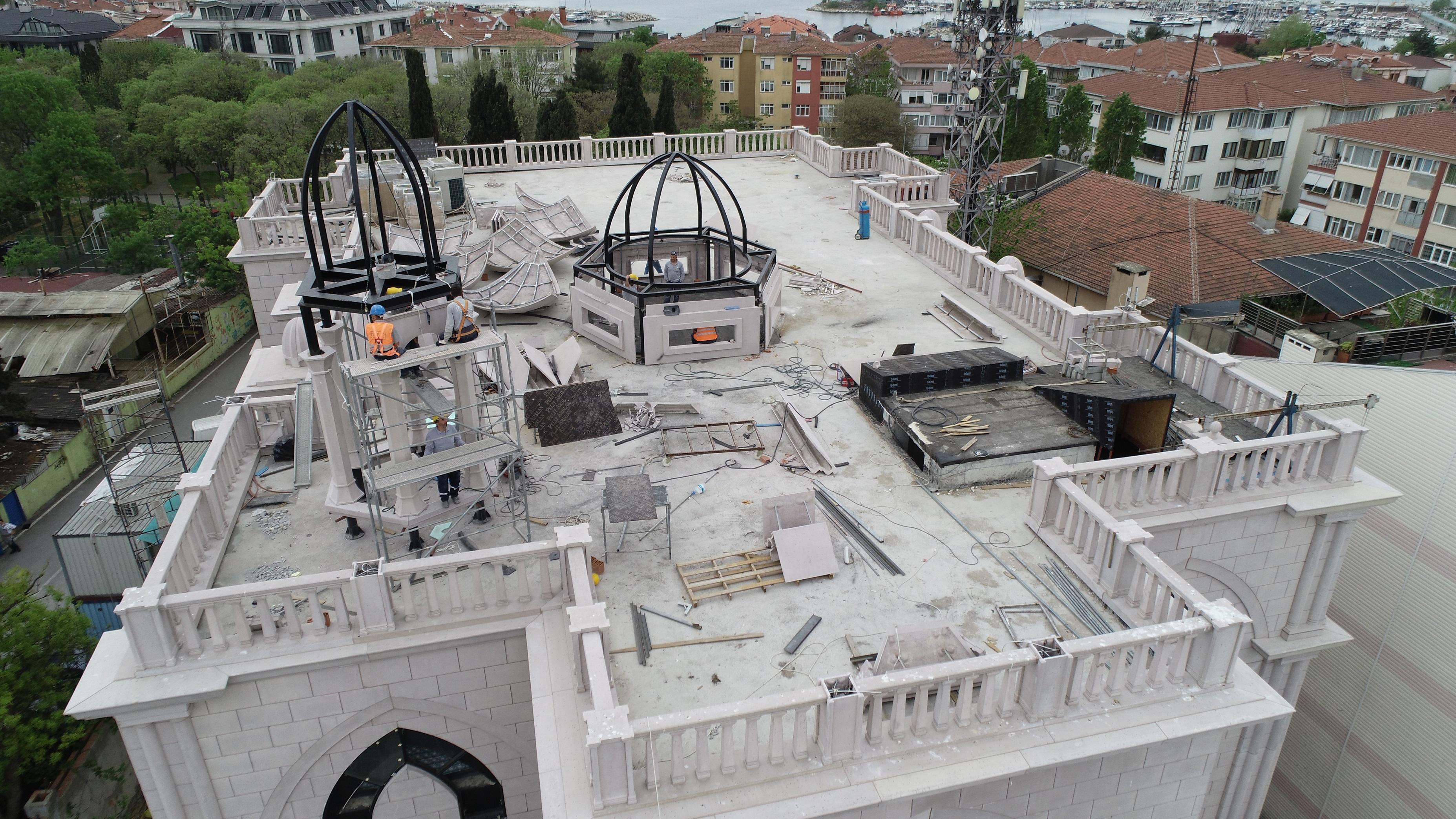 Cumhuriyet tarihinin ilk Süryani Kilisesinin inşaatında son durum havadan görüntülendi