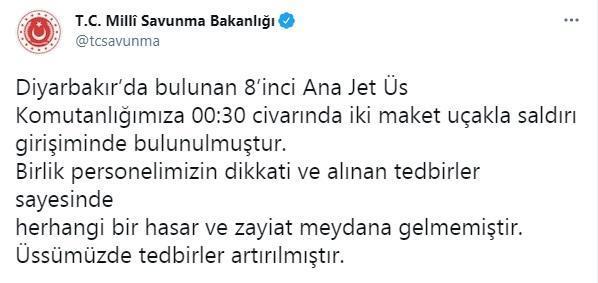 Diyarbakırda 8inci Ana Jet Üs Komutanlığına maket uçaklarla saldırı girişimi
