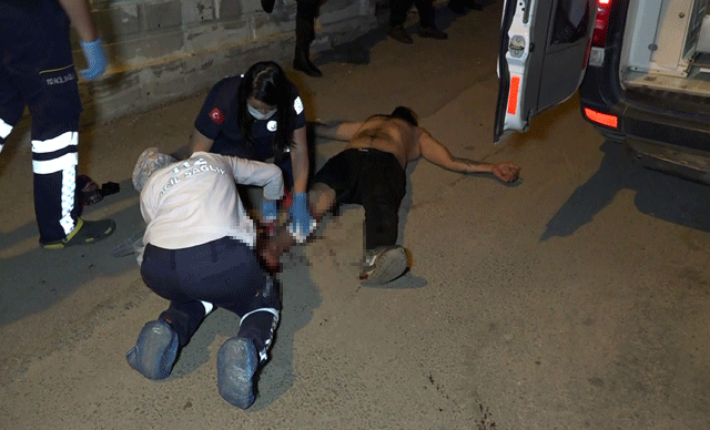 Cam şişeyle bekçiyi yaralayınca bacağından vuruldu