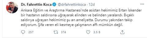 Ankarada hastanın bıçaklı saldırısına uğrayan doktor yaralandı