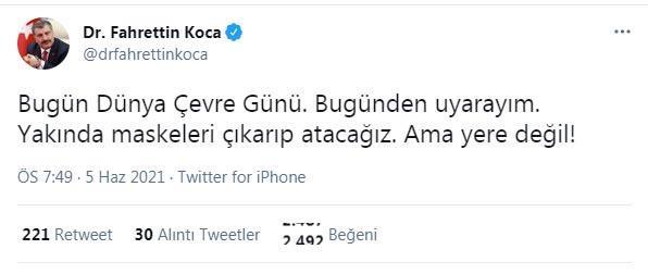 Bakan Koca: Yakında maskeleri atacağız; ama yere değil