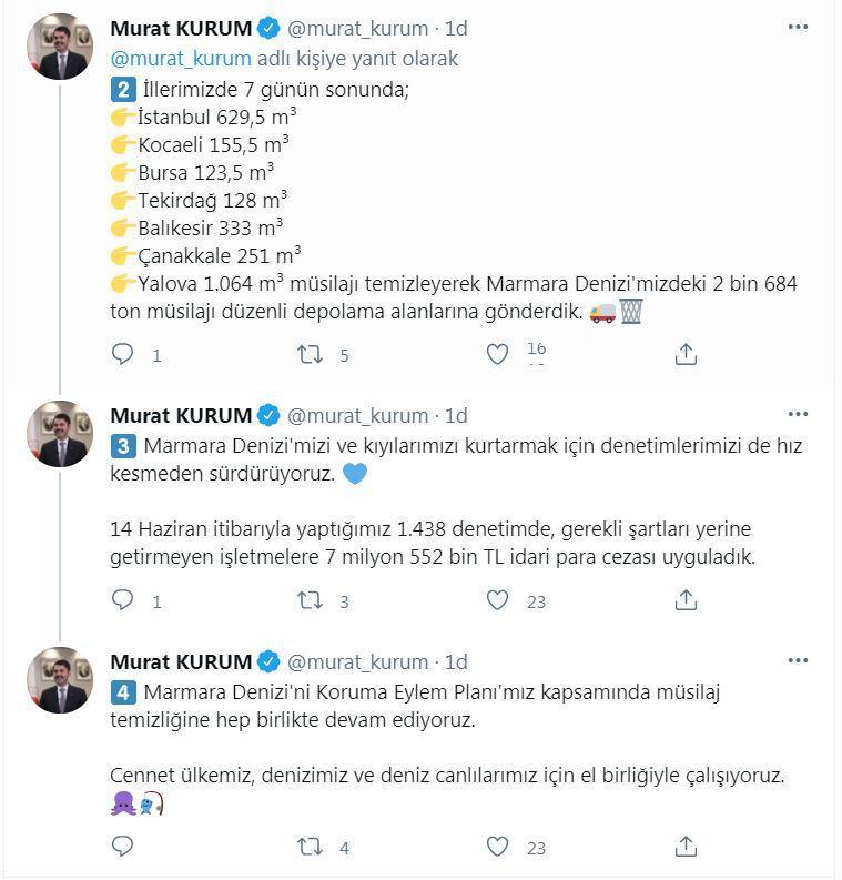 Bakan Kurum: 2684,5 metreküp müsilajı bertarafa gönderdik