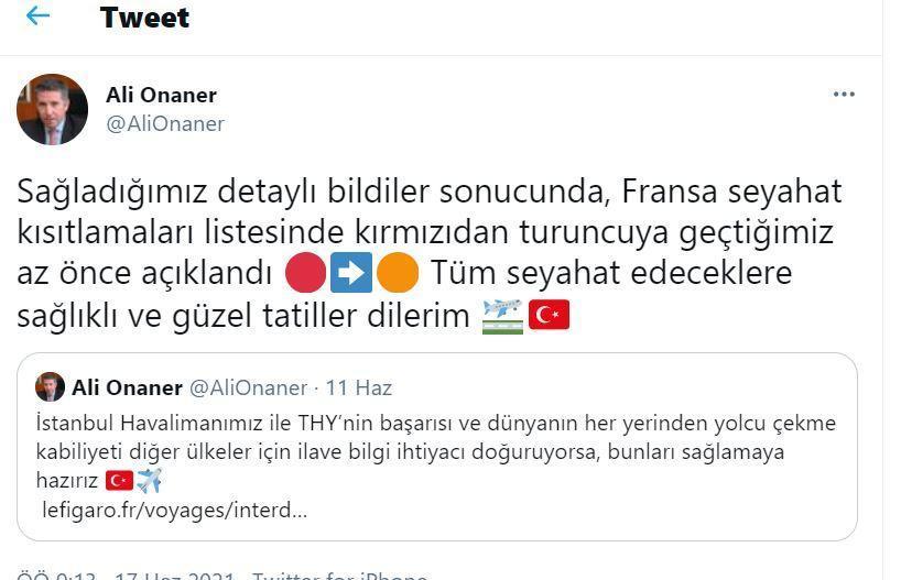 Fransadan Türkiye için seyahat kararı