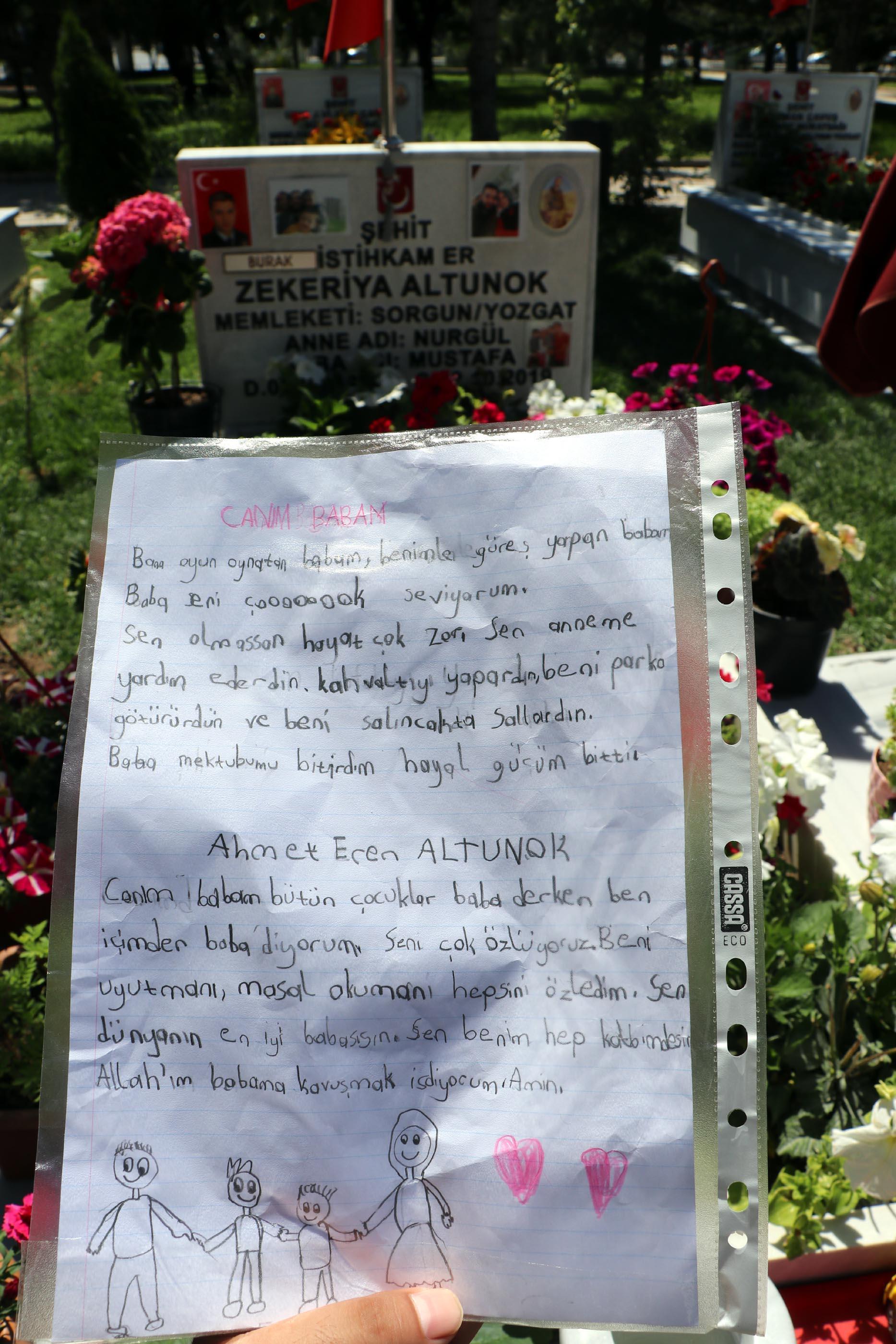 6 yaşındaki şehit oğlundan babasına duygulandıran mektup