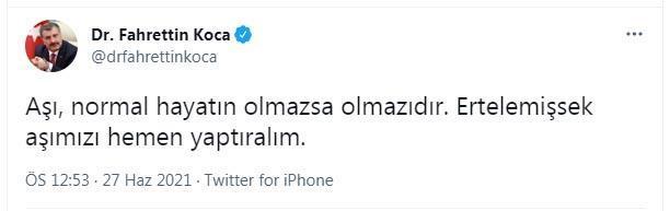 Bakan Kocadan aşı çağrısı