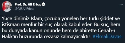 Diyanet İşleri Başkanı Erbaş: Çocuk istismarı karşısında taviz, tehir ve ihmal söz konusu olamaz