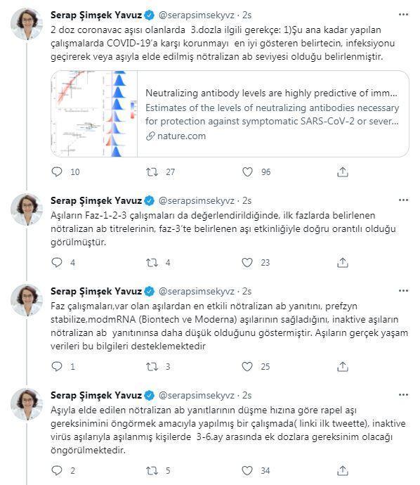 Bilim Kurulu Üyesi Şimşek: Hastalık geçirenlerde tek doz mRNA aşısı yeterli