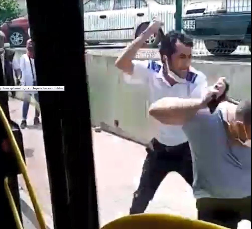 Otobüs şoförü tartıştığı yolcuyu tekme tokat dövdü