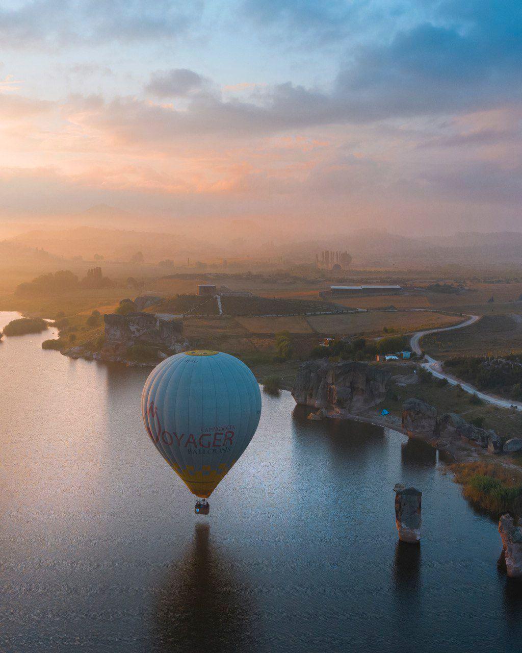 The first hot air balloon took off in Emre Lake in Afyonkarahisar City