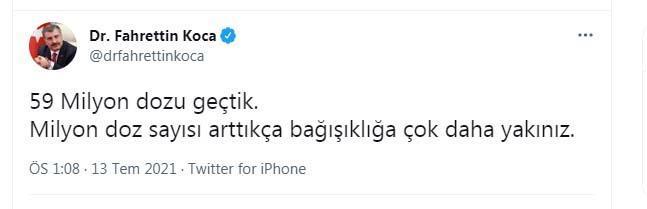 Bakan Koca: Aşıda 59 milyon dozu geçtik